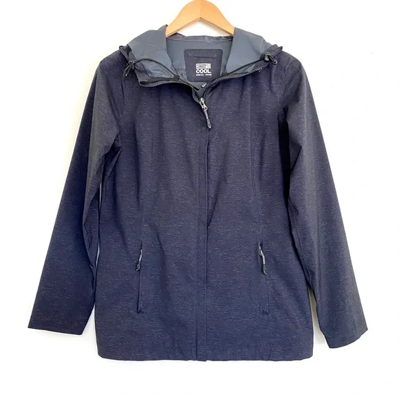 32 DEGREES COOL Gray Hooded Zip Up Rain Jacket S - Picture 1 of 11